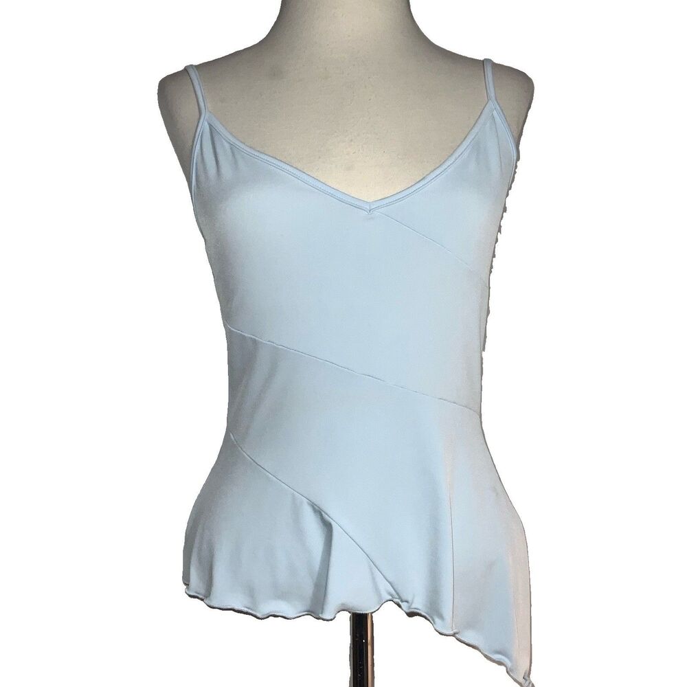 Y2K Wet Seal Baby Blue Camisole Top Asymmetrical Waterfall Hem Fairy Large